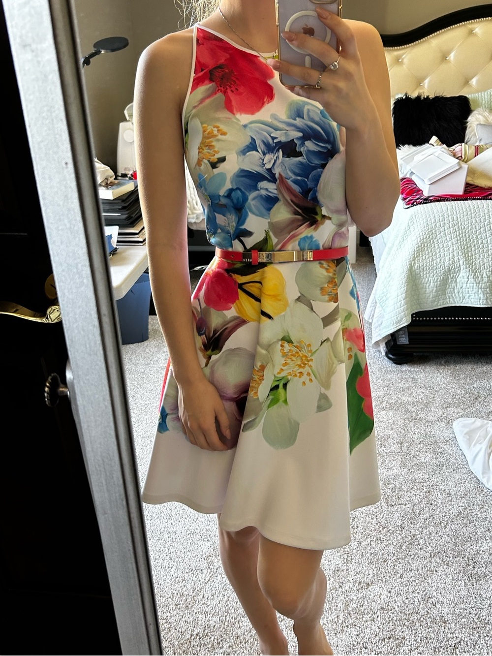 Ted Baker Floral Fit-and-Flare Dress in Multicolor